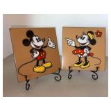2-piece set of Mickey and Minnie ceramic trivets….6” square