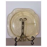 Federal Glass Madrid Pattern Amber Depression Glass 3-Section Relish Plate…..10-1/4 x 10-1/4