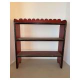 Vintage handcrafted wall shelf with scalloped top backsplash…..19-1/4 x 5-1/2 x 20-1/2 tall
