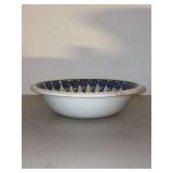 Antique Stick Spatterware Ceramic Bowl in Plum Fruit Design…..only marking is Made in England…..10-1/4”D x 2-3/4” tall