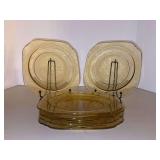 Set of (6) Federal Glass Madrid Amber 7-1/2” square salad plates