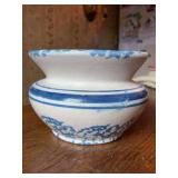 Pennsylvania Dutch Salt Glaze Stoneware Spongeware Spittoon…..7-1/4”D x 5-//4” tall