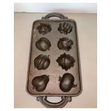 John Wright Cast Iron Vegetable And Fruit Muffin Mold Pan