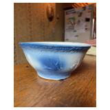 Pennsylvania Dutch salt glaze stoneware blue bird mixing bowl - does have rim chipping…..8-1/2”D x 4” tall