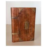 Vintage Wooden Secret Book Box with Brass Fitted Accenting…..4-3/4 x 7 x 1-3/4 tall….no key