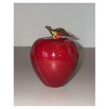 Onyx Marble Red Apple with Brass Leaf….3-1/2” tall