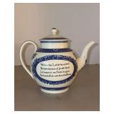 Collectible replica of the 1761 Wesley Teapot produced by Wedgwood…..7-1/4” tall