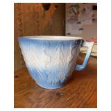 Pennsylvania Dutch salt glaze stoneware blue and white batter bowl…..6-1/2”D x 5-1/4” tall….chipping