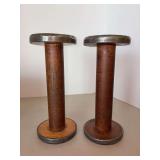 Pair of Antique Industrial Textile Spools…..9-1/2” tall
