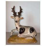 Vintage Pennsylvania decorated chalkware deer, a type of American folk art figure created in the 19th century…..8-1/4 long x 10 tall…..does show wear from age