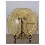 Federal Glass Madrid Pattern Amber Depression Glass 4-Section Relish Plate…..10-1/4 x 10-1/4