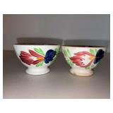 Set of (3) antique Spongeware tea cups…..2-1/4” tall…..additional cup was found