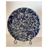 Pennsylvania Dutch Bennington Potters Vermont Spatterware Blue plate…..9-1/2”D…..marked 1629