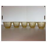 Set of (5) Federal Glass MADRID Amber Small Round Jello Mold - 2-7/8”D x 2” tall