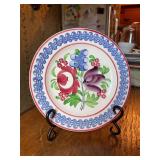 Unmarked stick Spatterware 8-1/2” floral design plate