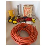 Grouping of shop supplies…..flashlights, straps, 25ft. Measuring tapes, extension cords jig saw…..none are tested