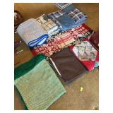 Grouping of linens…..quilted table runner, fleece blanket, hand stitched quilt and more