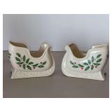 Set of (2) Lenox Holiday Sleigh Candy Dishes…..4-1/2” long x 3-1/2” tall…..no boxes