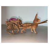 Early Germany Paper Mache Easter Bunny Candy Container w/Wagon…..8-1/2” long