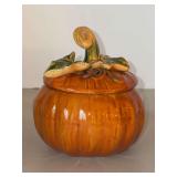 Very nice RAZ Imports high glaze ceramic lidded pumpkin…..6” tall