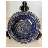 Pennsylvania Dutch Bennington Potters Vermont Spatterware Blue soup bowl - 8-1/2”D…..marked 1961