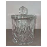 Beautiful Bohemian crystal lidded biscuit jar…..5-1/8”D x 8-1/4” tall to top of lid