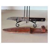 Vintage 1940s Imperial Fixed Blade Knife Dagger with leather sheath…..needs cleaned