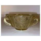 Federal Glass Madrid Amber Glass handled cream soup bowl….2-1/4” tall