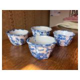 Set of (4) Pennsylvania Dutch Spongeware paneled custard bowl…..small measure 3-3/4”D x 2-1/4” tall and larger is 4-1/4”D x 2-1/2” tall