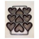 Vintage John Wright Cast Iron Heart Cookie Corn Muffin Baking Pan