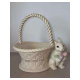 Lenox Easter Bunny Rabbit Handled Porcelain Centerpiece Basket…..8” tall