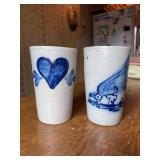 (2) Rowe Pottery salt glaze glasses…..4-3/4” tall