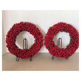 (2) like new Williamsburg Berry Wreaths……10”D