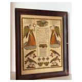 antique Pennsylvania Dutch Fraktur birth and baptismal certificate (Geburts- und Tauf-Schein), likely dating from the early to mid-19th century…..15-3/4 x 19-3/4