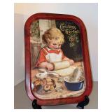 NEW Victorian Christmas metal tray depicting child making cookies…..11-1/4 x 15-3/4