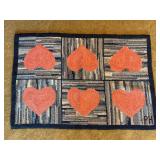 Pennsylvania Dutch hand hooked rug with heart motif and initialed “PH”…..37-1/2 x 25