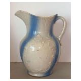 Antique unmarked blue and white salt glaze stoneware pitcher….12” tall