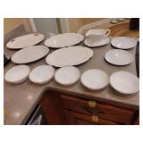Mix White Dinnerware: 6 Corelle dinner bowls, Sheraton Hotel Gravy Boat w/Saucer, 2 large plates, 2 Salad/Luncheon Plates, 2 other large Plates. 12 pieces.