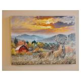 Print, canvas wrapped frame, 12' x 16'. Deer & Barns