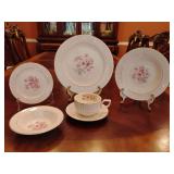 Homer Laughlin's Mary Anne 6 piece place setting, dinner plate, soup bowl, bread/butter plate, fruit/dessert bowl, tea cup and saucer