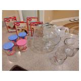 Baking: Cake Mixes/Icing all in date, Covered Cake Plate, 4 Measuring Cups