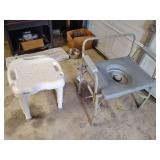 Commode Drop Arm X-Wide, and Universal Shower Chair and Bath Seat with Adjustable Height Legs, White, 400 lb Capacity