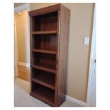 Oak 5 Shelf unit, 71' T x 30' W x 13' D.