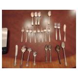 Mixture Antique and Vintage Silver Plate Flatware 23 pieces.