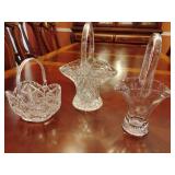 Princess House Diamond Cut Crystal Glass Basket, 24% lead crystal Bridal Basket with aluminum handle, Crystal Bridal Basket, specifically a floral-etched, uniquely molded handle.