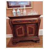 Haverty's Server black marble top, one drawer atop, double door compartment below. 37 1/2' T, 40' W x 20' D. Other contents not included.