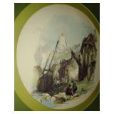 Print from Rudolf Lesch Fine Arts, featuring an English vignette scene originally depicted by artist Thomas Shotter Boys in the mid-19th century. 13 1/2' x 13 1/2'.