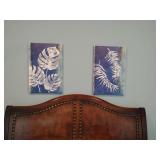 'Monstera Navy' 'Palm Leaf Navy' canvas wall art by Cindy Jacobs.  15 3/4' x 23 1/2'.