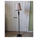 Brightech Sophia 63' LED Floor Lamp featuring a classic bronze finish and a beige bell-shaped fabric shade, with smart plug.