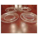 4 Vintage elegant clear lunch/salad plates with delicate etched wheat & floral pattern.